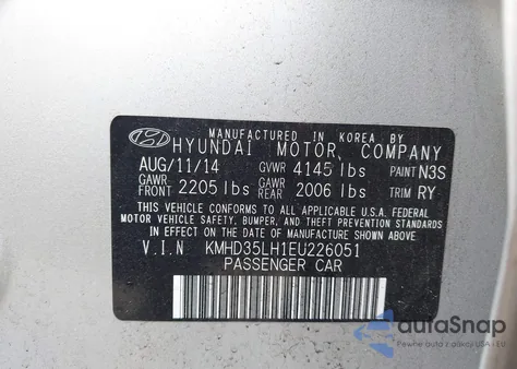 2014 Hyundai Elantra Gt z USA, uszkodzony, nr VIN KMHD35LH1EU226051